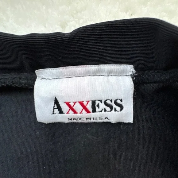 Axxess Vintage Black Mini Skirt Made in USA Stretchy Bodycon Small 30005-1 - Picture 5 of 7